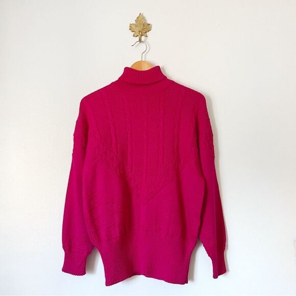 BOGNER Vintage Pink turtle neck pullover sweater medium preowned wool blend - Picture 1 of 6